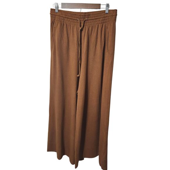 Free People Dream Medium Drawstring Wide Leg Sweatpants Pants Brown - Picture 2 of 10
